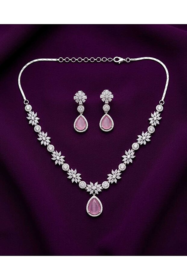 Floral AD Drop Necklace Set