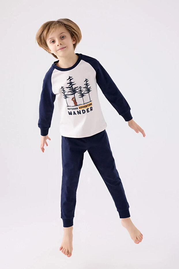 Rolypoly Boy's Cream Pajama Set - 3