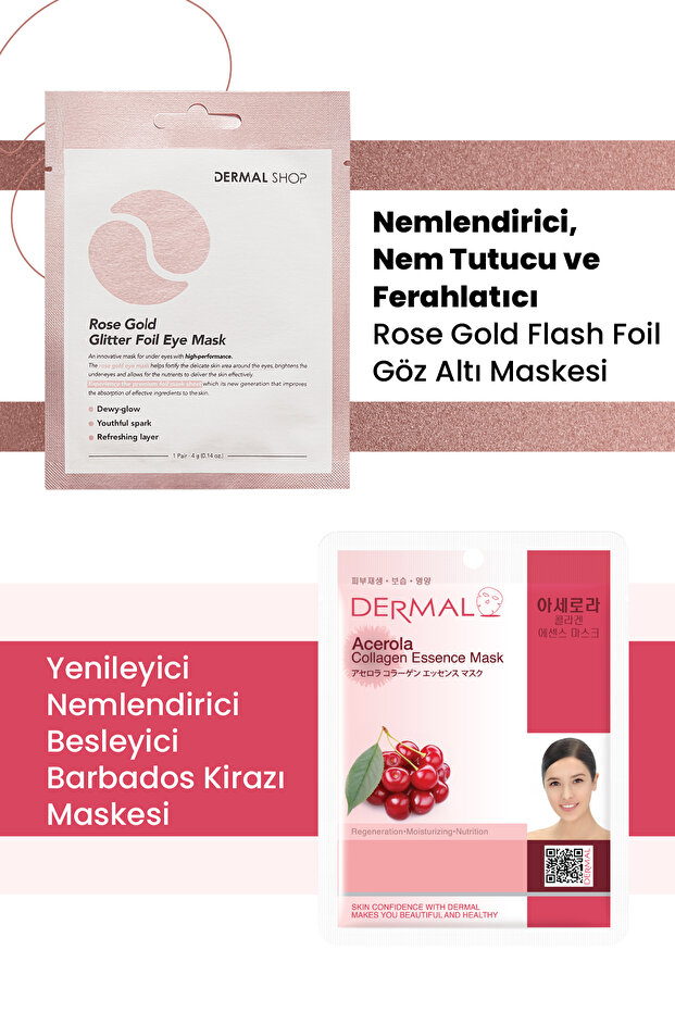 3-Layer Rose Gold Eye Mask and Regenerating, Moisturizing, Nourishing Collagen with Barbados Cherry Extract
