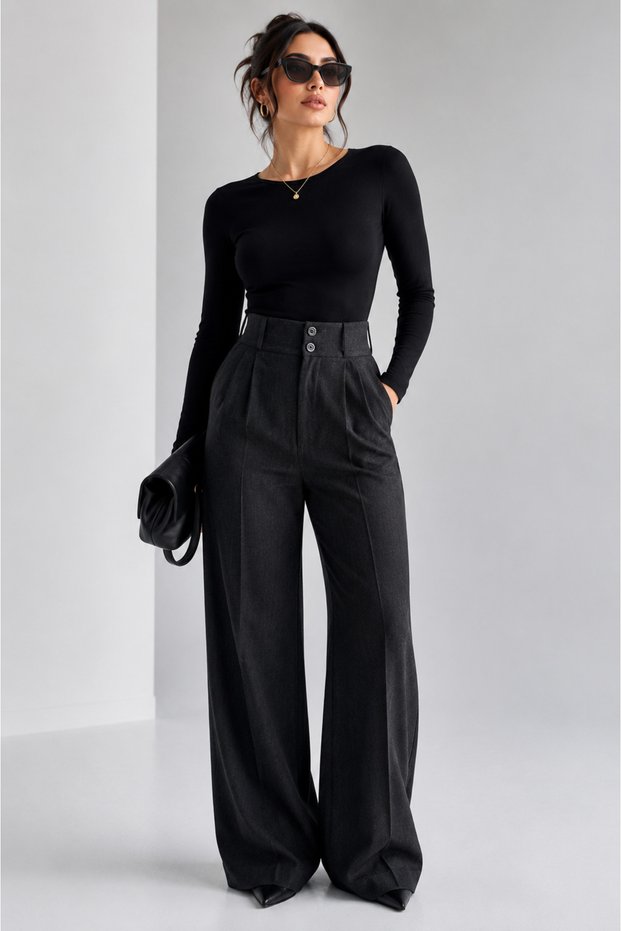 Cotton Linen Fabric Palazzo Pants - Belt Comfortable Cut with Elastic Pleated Detail