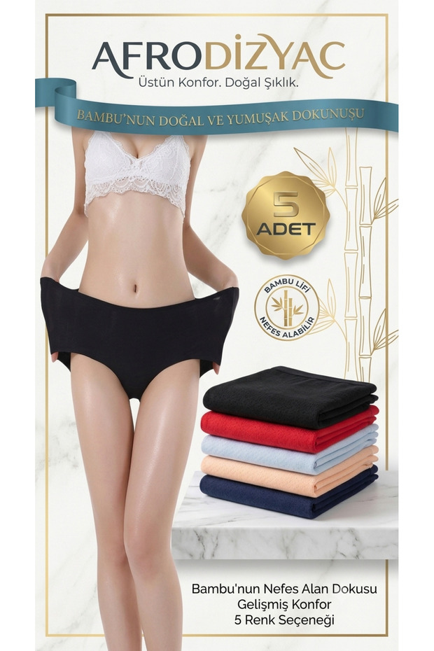 5-Pack High Waist Bamboo Panties (Extra Flexible and Extra Soft).