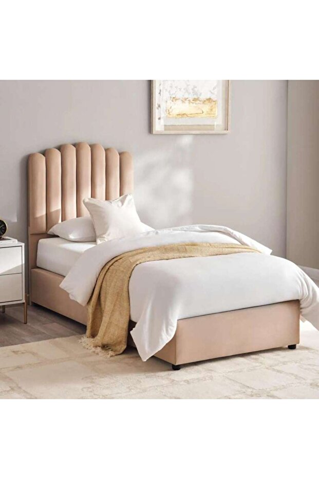 ANNA SINGLE BED VELVET BEIGE 90X200 CM