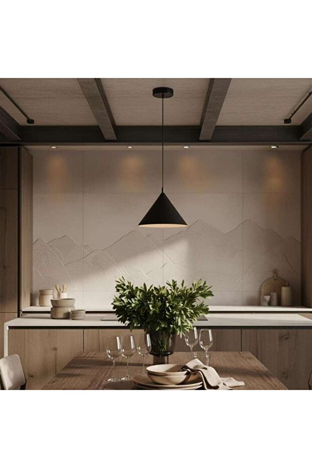 Preston E27 Metal Pendant Lamp 22x165cm - Matt Black