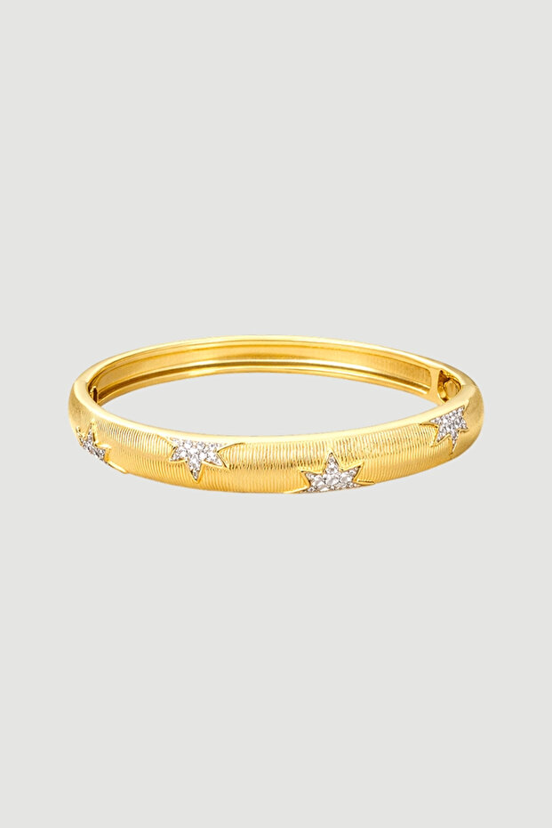 Star Detailed Handcuff Bracelet - Gold