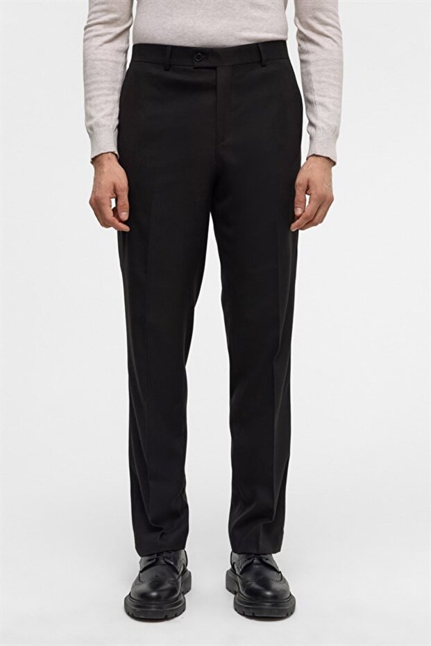 Siyah Regular Düz Casual Pantolon - 3