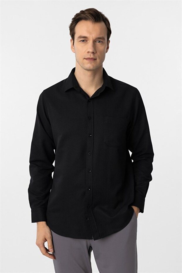 Square Cuff Regular Dobby Shirt - 2