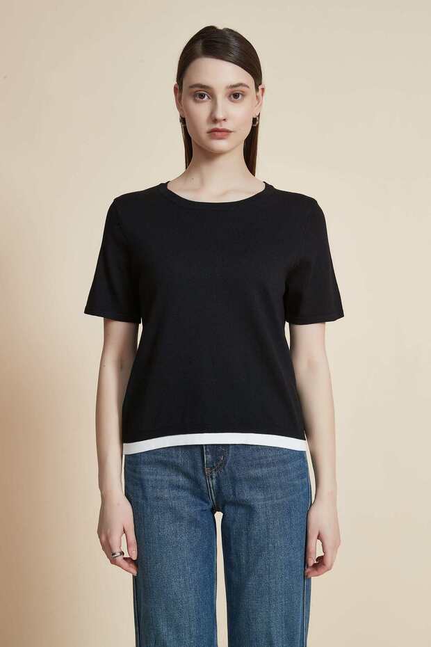 Solid Ribbed Short Sleeve Top - 3