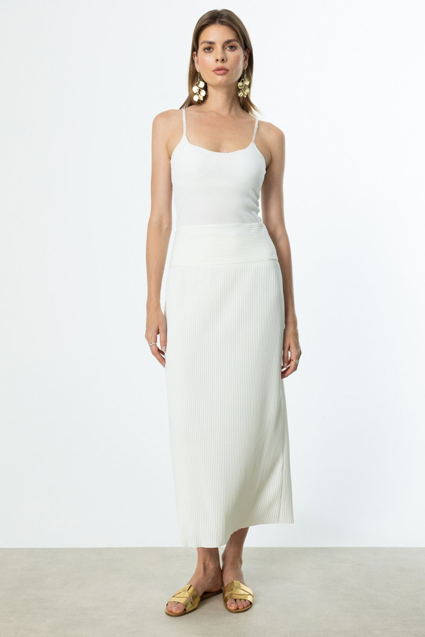 Ribbed Midi Skirt - 1