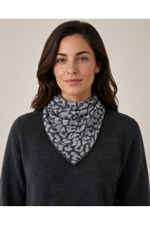 Leopard Patterned Knitwear Scarf