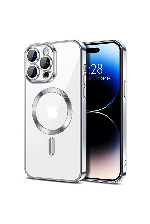 Case for iPhone 14 Pro Max - Techsuit Luxury Crystal MagSafe - Silver