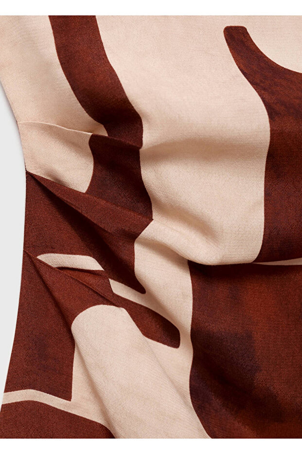Drape Collar Print Dress - 5