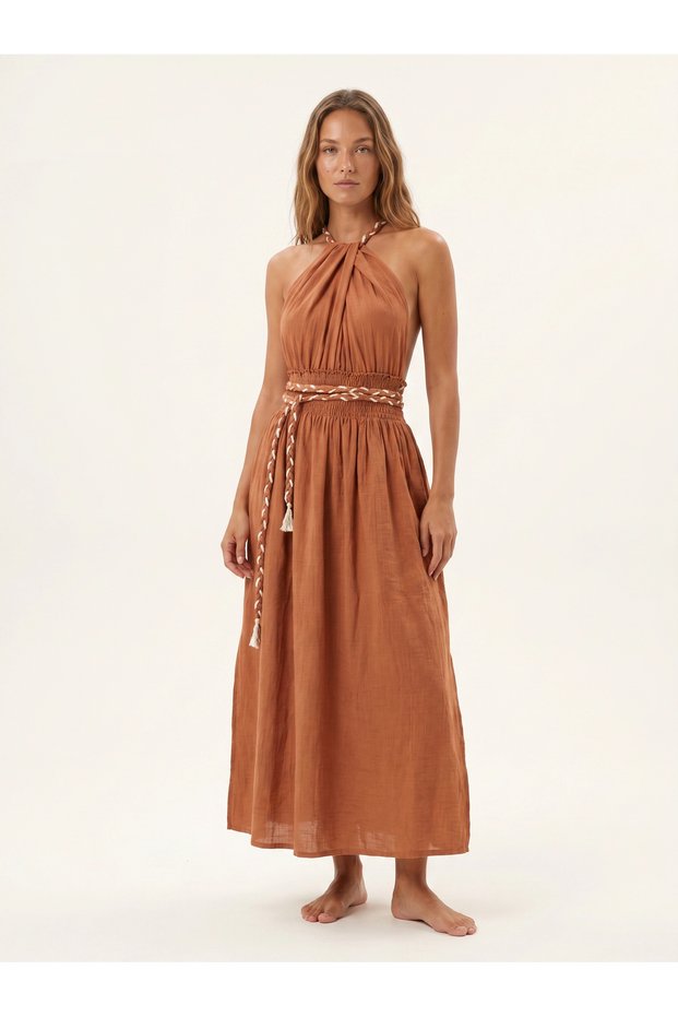 Petunya Knitted Bohemia Dress / Cinnamon