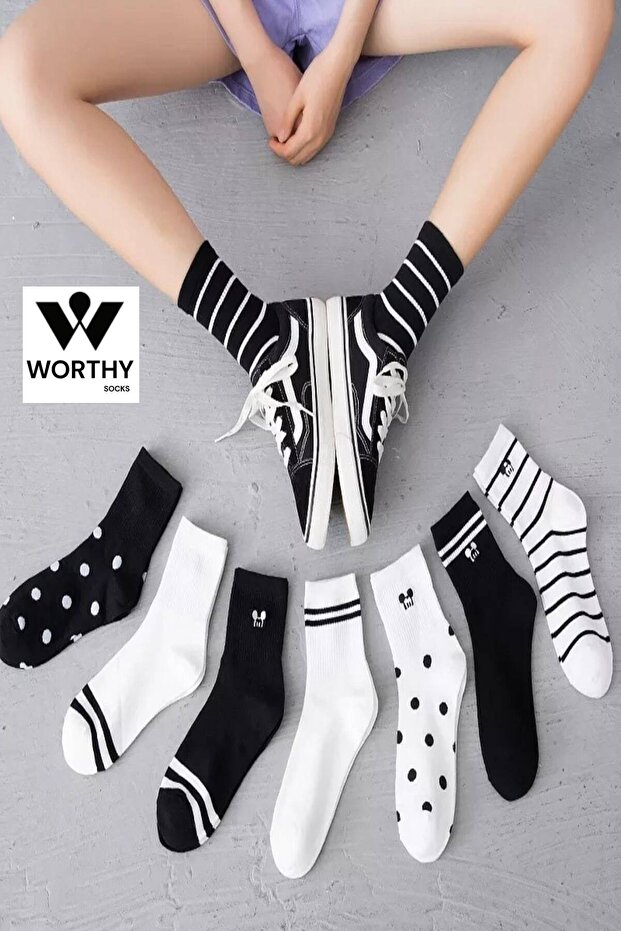 6-Pack Unisex Patterned Character College Sports Socks