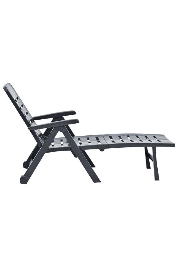 Șezlong pliabil, antracit, plastic - 4