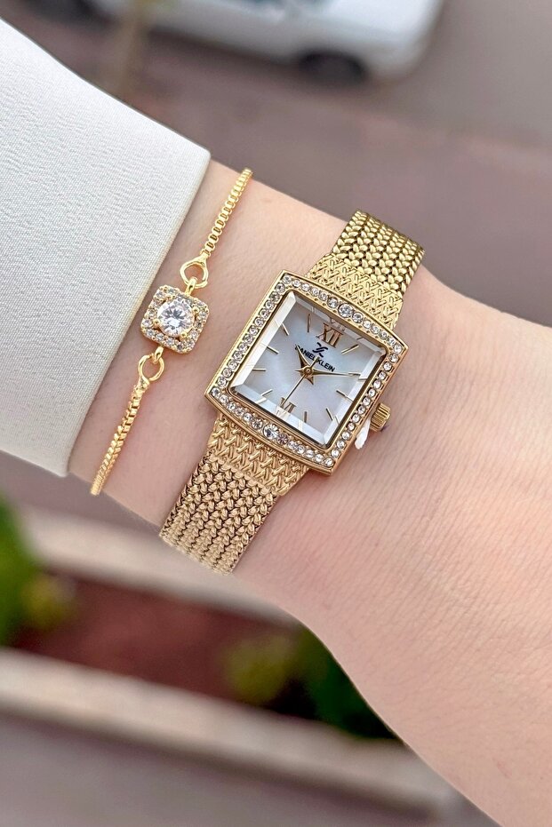 Gold Color 2 Years Warranty 20.5 mm Women Wrist Watch