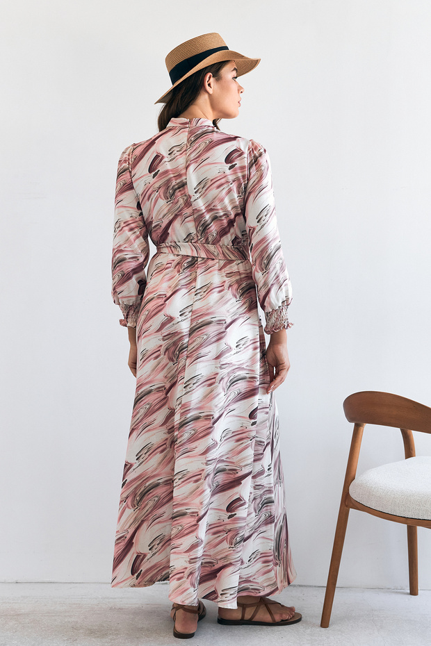 Rochie cu model Aura - Roz uscat - 5