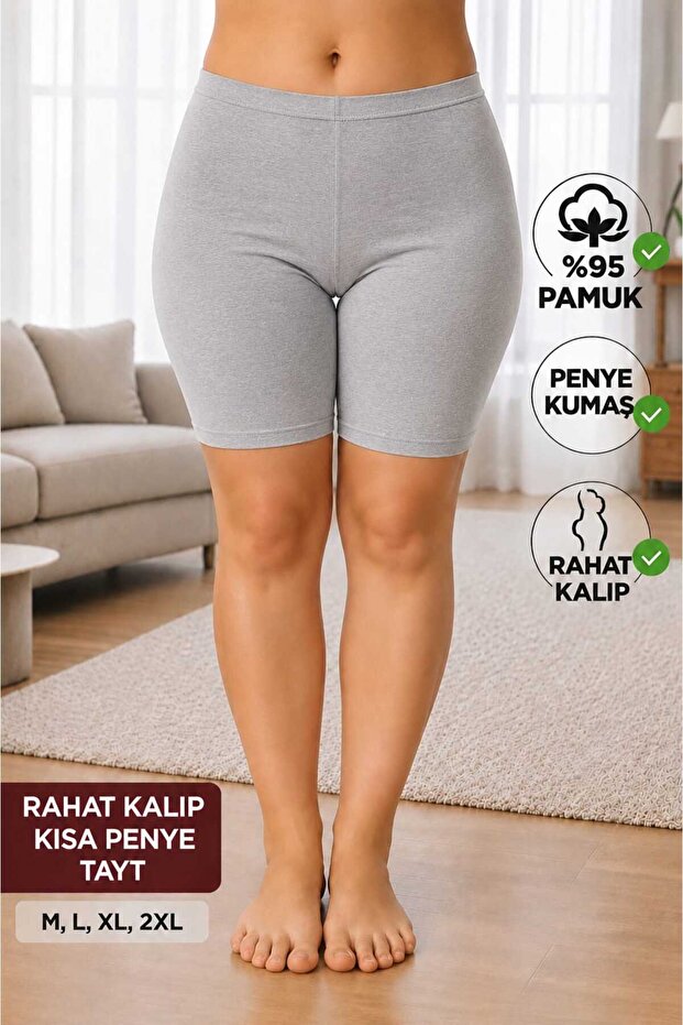 Thin Short Gray Combed Cotton Leggings (Super Quality)
