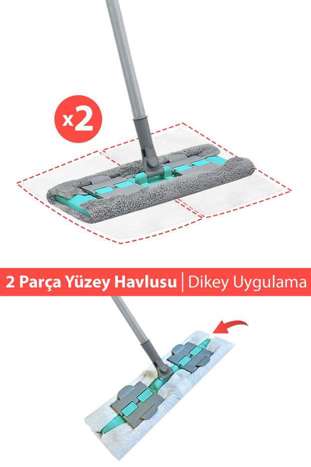 طقم ممسحة Magic Mop مع قطعة قماش لتنظيف الأرضيات ومشبك هدية، متوافق مع أقمشة الأسطح - 5