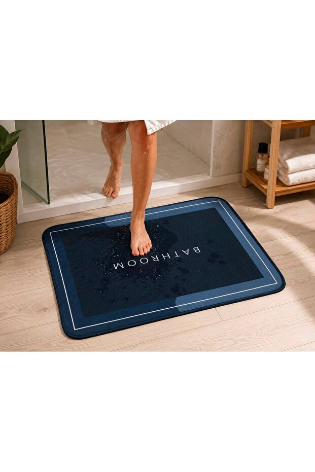 Bathroom Striped Square Bath Mat