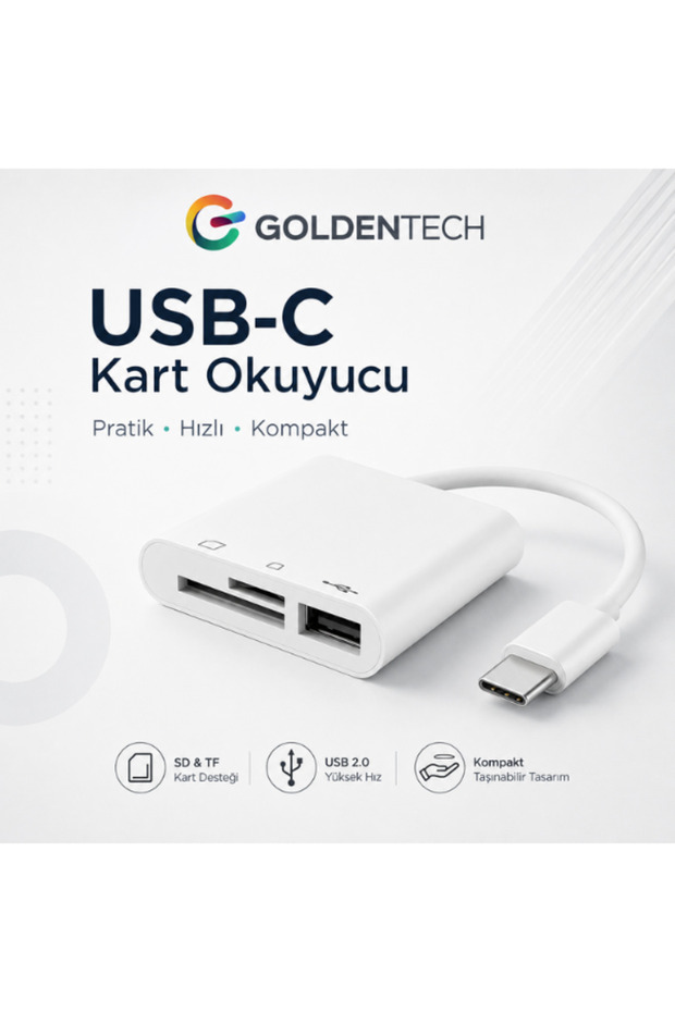 قارئ بطاقات من النوع C إلى SD Micro SD TF ومحول USB 3 في 1