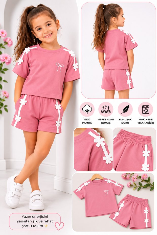 Girl's Daily Shorts Set Powder