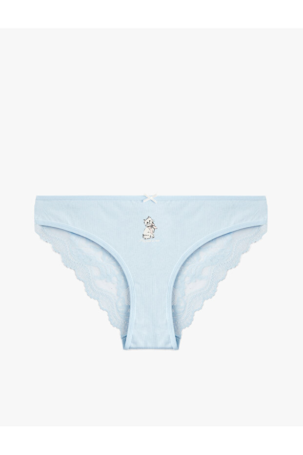 Cotton Bowknot Cat Print Lace Brazilian Panties