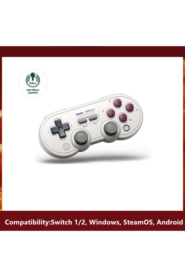 وحدة تحكم ألعاب لاسلكية بتقنية البلوتوث 8Bitdo SN30 PRO HALL G Classic مع تقنية Hall Effect