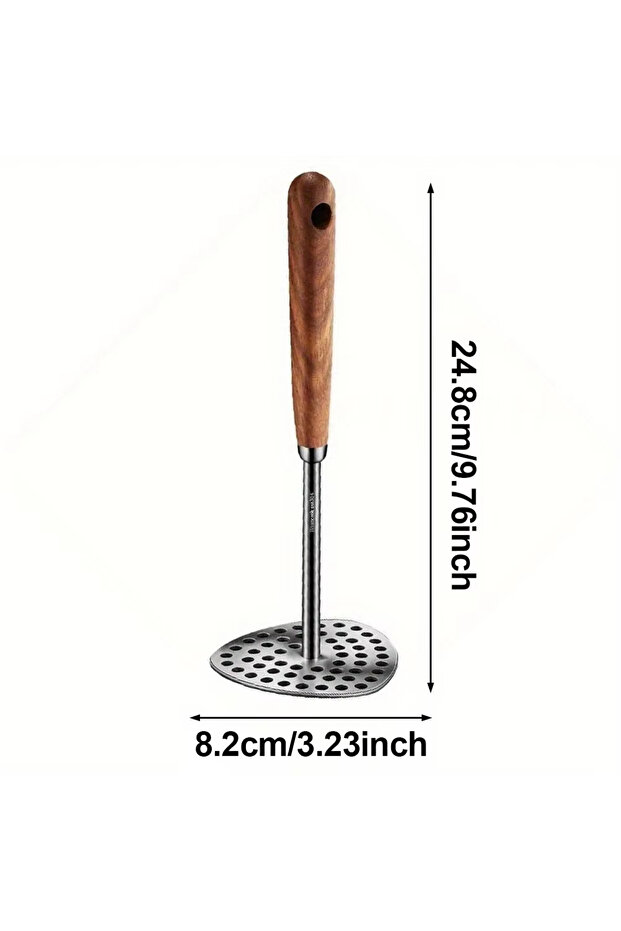 1PC 1pc Stainless Steel Potato Masher W/Fine Mesh Platen, Heavy Duty Kitchen Tool for Mashed Potatoe