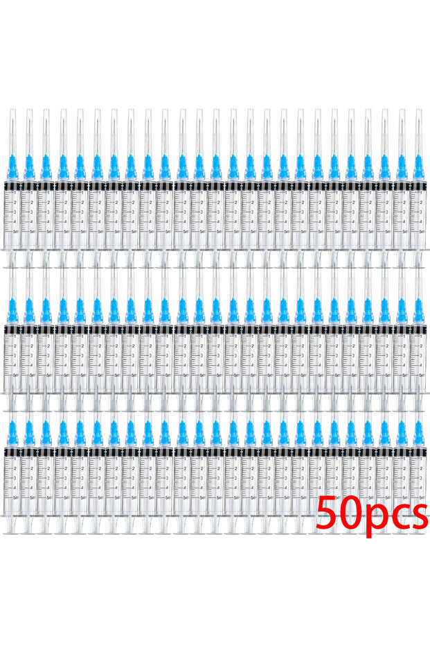 50Pcs 5ml Blue 5ml Screw-Top Syringe Suitable for Laboratory Dispensing, Industrial Feeding, Pet Fee