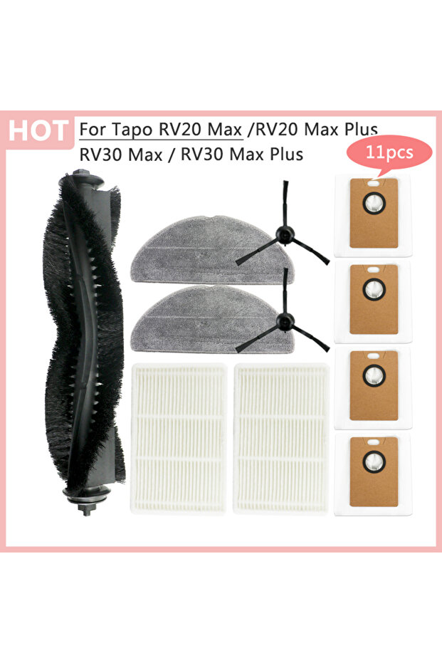 19 For Tapo RV20 Max /RV20 Plus /RV30 Max /RV30 Plus Robot Vacuum Cleaner Main Side Brush Dust Bag H