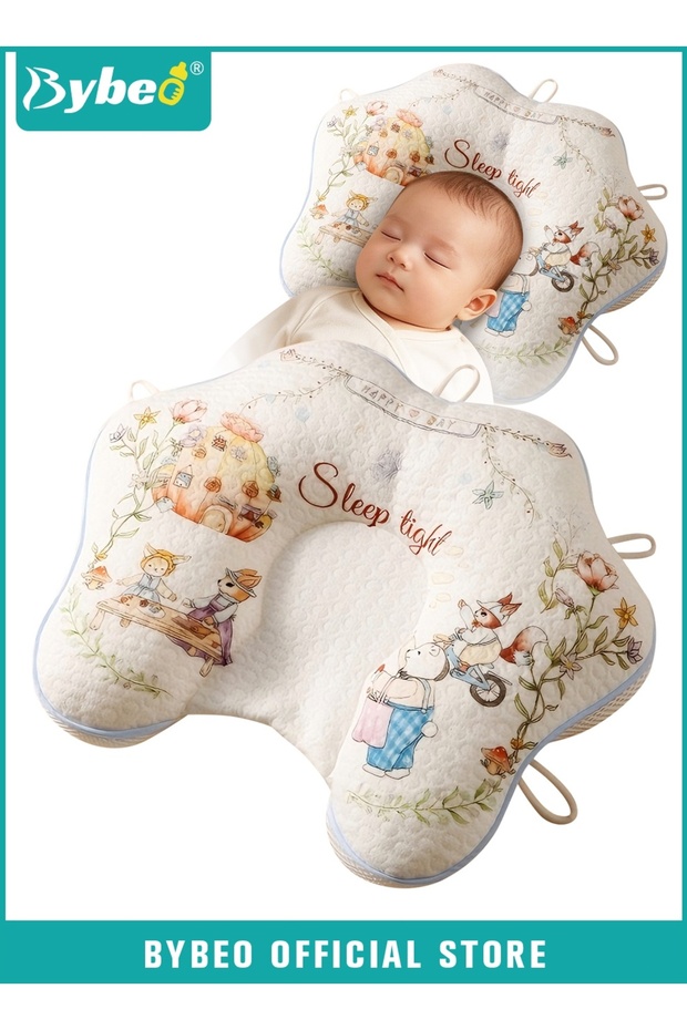 Baby Head Shaping Pillow, Toddler Sleeping Pillow, Infant Spine Protection Pillow, Adjustable Double-Sided Head Support Pillow for 0-12 Months Newborns and Infants, TPU Tubes Filling