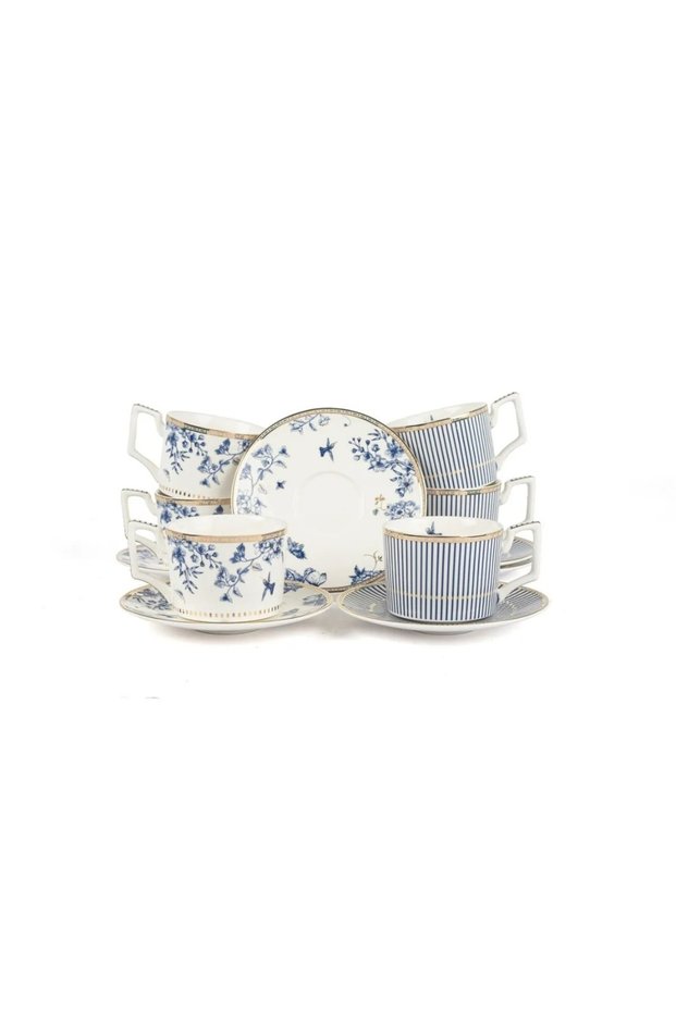 Fili E Fiori Blue White 6-Piece Coffee Cup 90Cc