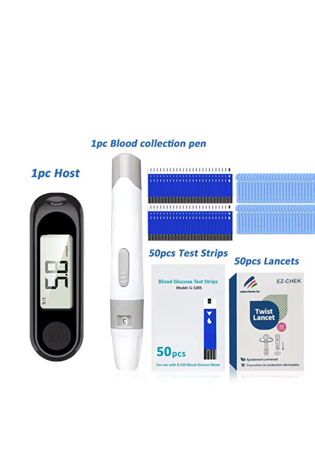 Black 50pc set Testing Kit Blood Glucose Meter with 50/100 Test Strip Lancet Medical Blood