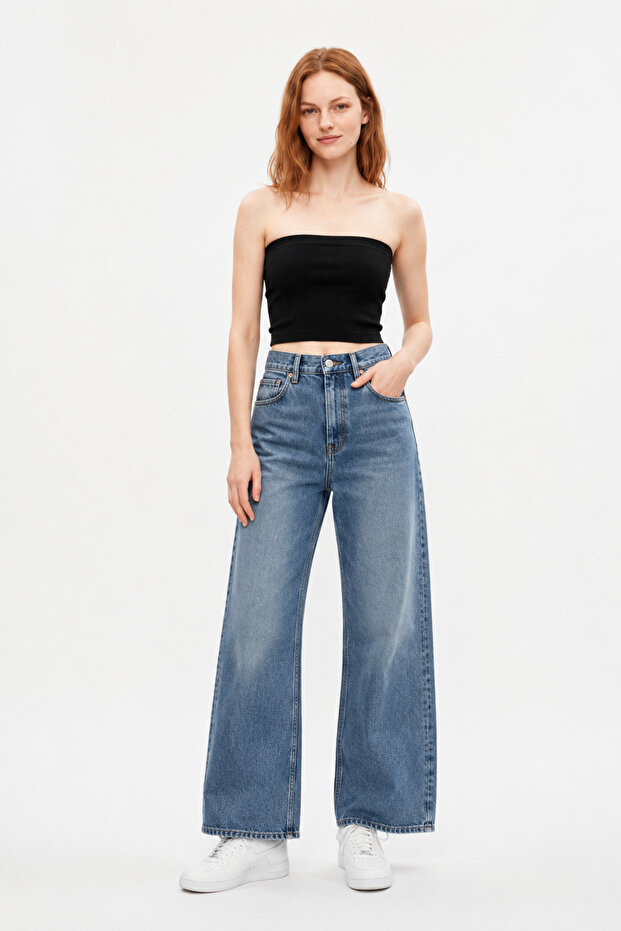 High Waist Wide Leg Jean Pants