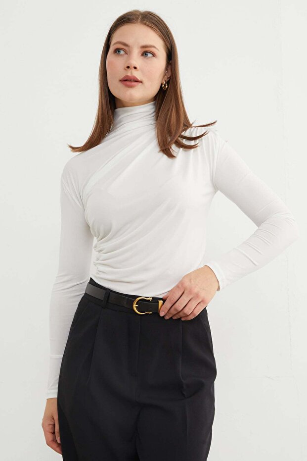 Basic Side Gathered Blouse - 6