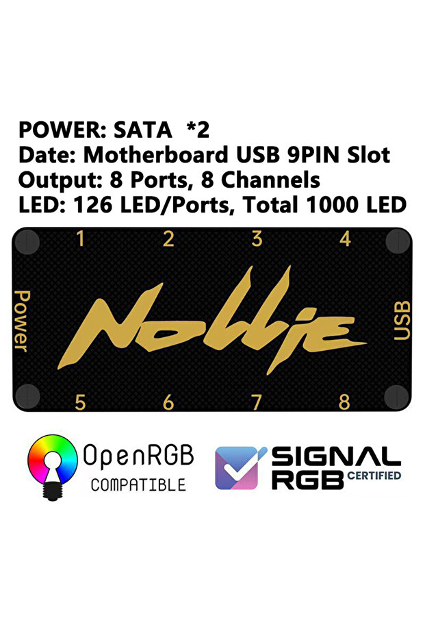 8 قنوات Nollie SignalRGB OpenRGB Universal 5V 3PIN ARGB وحدة تحكم غير متزامنة HUB للكمبيوتر