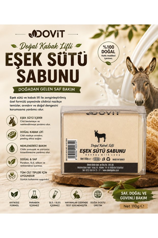 Donkey Milk Soap Natural Pumpkin Fiber Donkey Milk Soap 110 g | Daily Skin Cleansing and Gentle Care