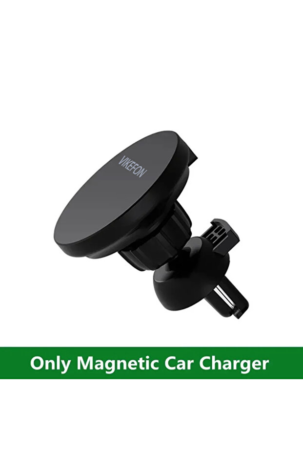 VIKEFON Black NO Cable Magnetic Car Wireless Charger + Ring For iPhone 12 13 14 15 16 17 pro max min