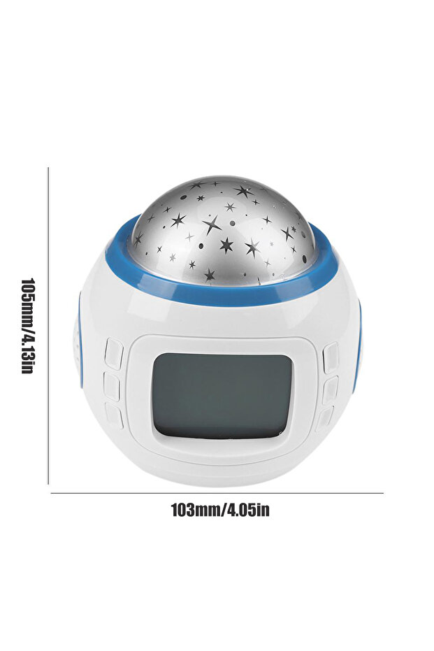 White LED Digital Alarm Star Projector Alarm Lamp with Calendar Thermometer Clock for Bedroom Living