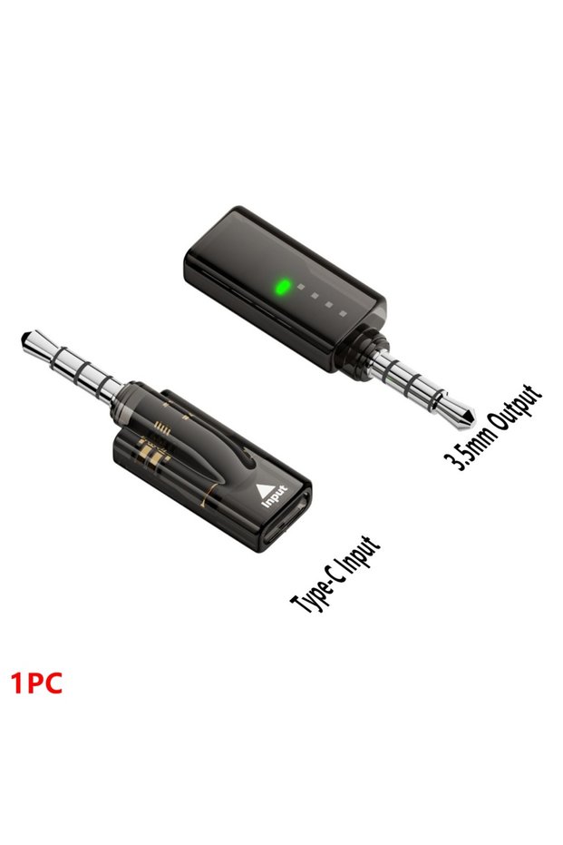 C-3.5 M Clear Black Male to Female USB Type-C to 3.5mm Converter HiFi Plug and Play USB-C to AUX Con