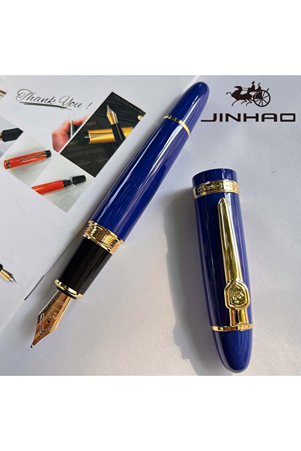 Blue-gold 1 PCS JINHAO 159 Classic Design SIlver Trim Calligraphy Iridium Business Pen With Converte