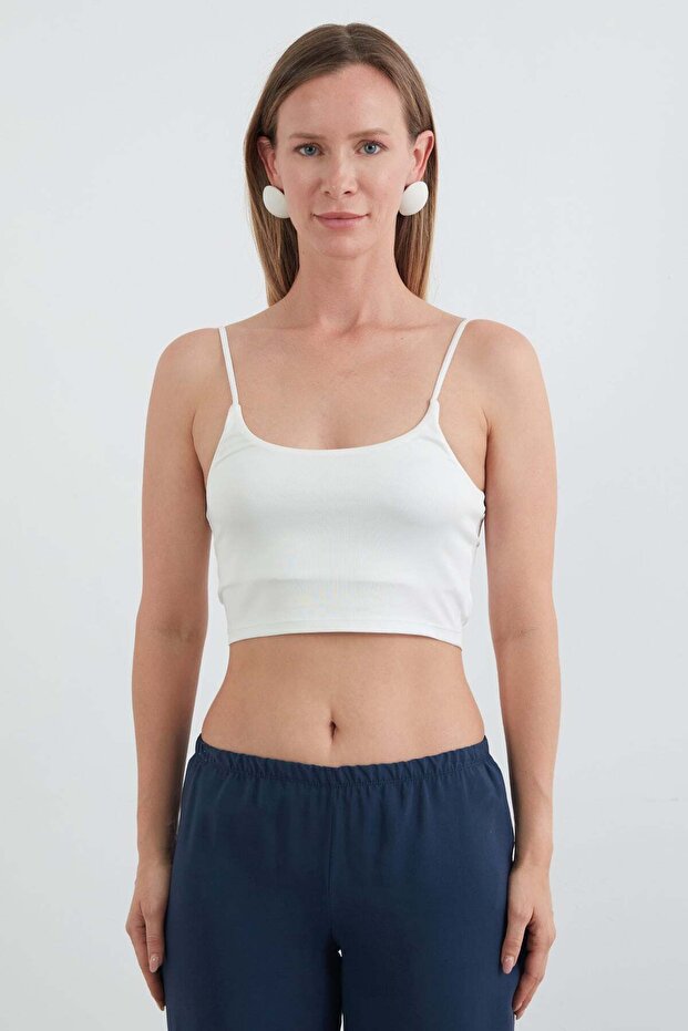 Basic Crop Bustier with Rope Strap - 5