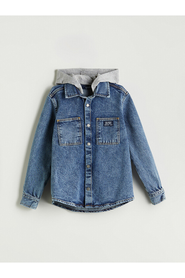 Nevavm Hooded Boy's Jean Shirt with Difference