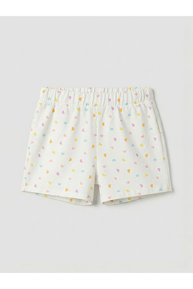 Two Mt Shop Quality Ecru Patterned Short Girls' Shorts