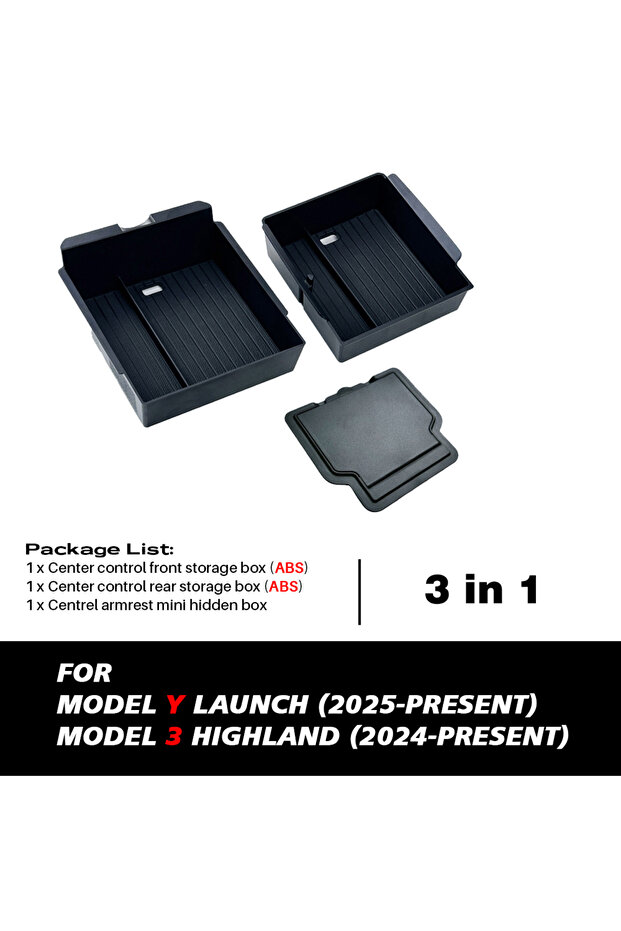 3in1 TEKSY 1/2/3/4/6/7/8pcs For Tesla New Model Y 2025 2026 Juniper ABS with Silicone Non-slip Mat C