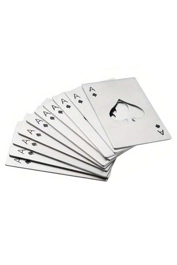 10pcs Sliver Stainless Steel Spades A Winemaker Bottle Opener Playing Cards Bottle Opener Credit Ca