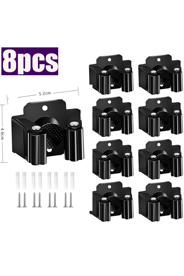 8pcs 1/8pcs Wall Mounted Mop Clips Holder Mop Organizer Rack Brush Broom Hanger Holder Waterproof Ba