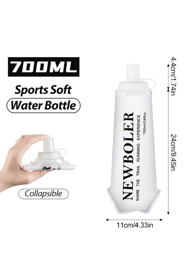 BOT225-WHI-700 NEWBOLER 300ml/500ml/700ml Soft Flask Foldable Silicone Water Bottle TPU Running Kett