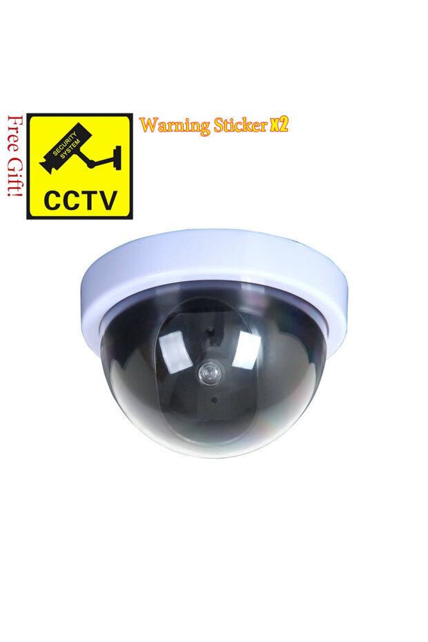 White Creative Black Plastic Dome CCTV Dummy Camera Flashing Led Fake Camera Power Via AA Battery Su