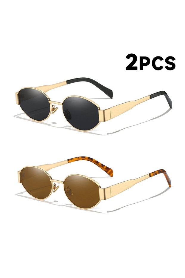 black brown New Sunglasses For Women And Men Sun Glasses Alloy Oval Eyewear
